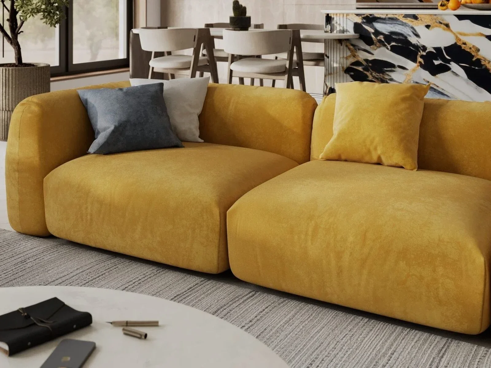 Tesa Armchair 3D form and proportions