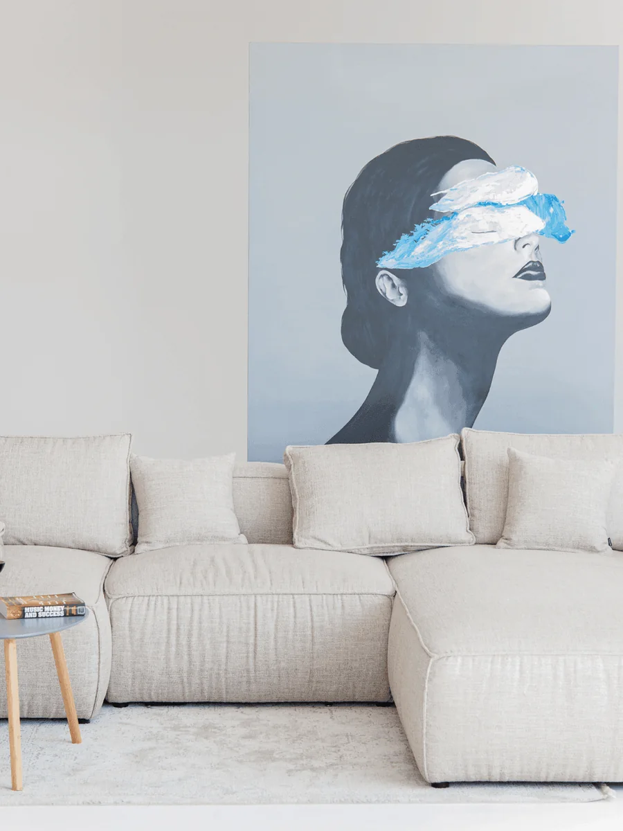 Portrait Study art panel in a warm, neutral Riyadh interior