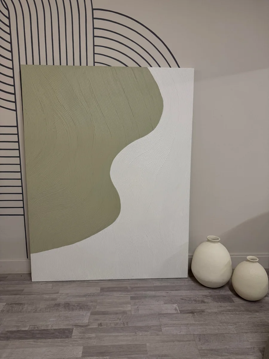 Organic Forms art panel in a warm, neutral Riyadh interior