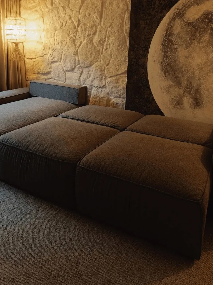 Close-up of Milano C307 fabric upholstery and stitching