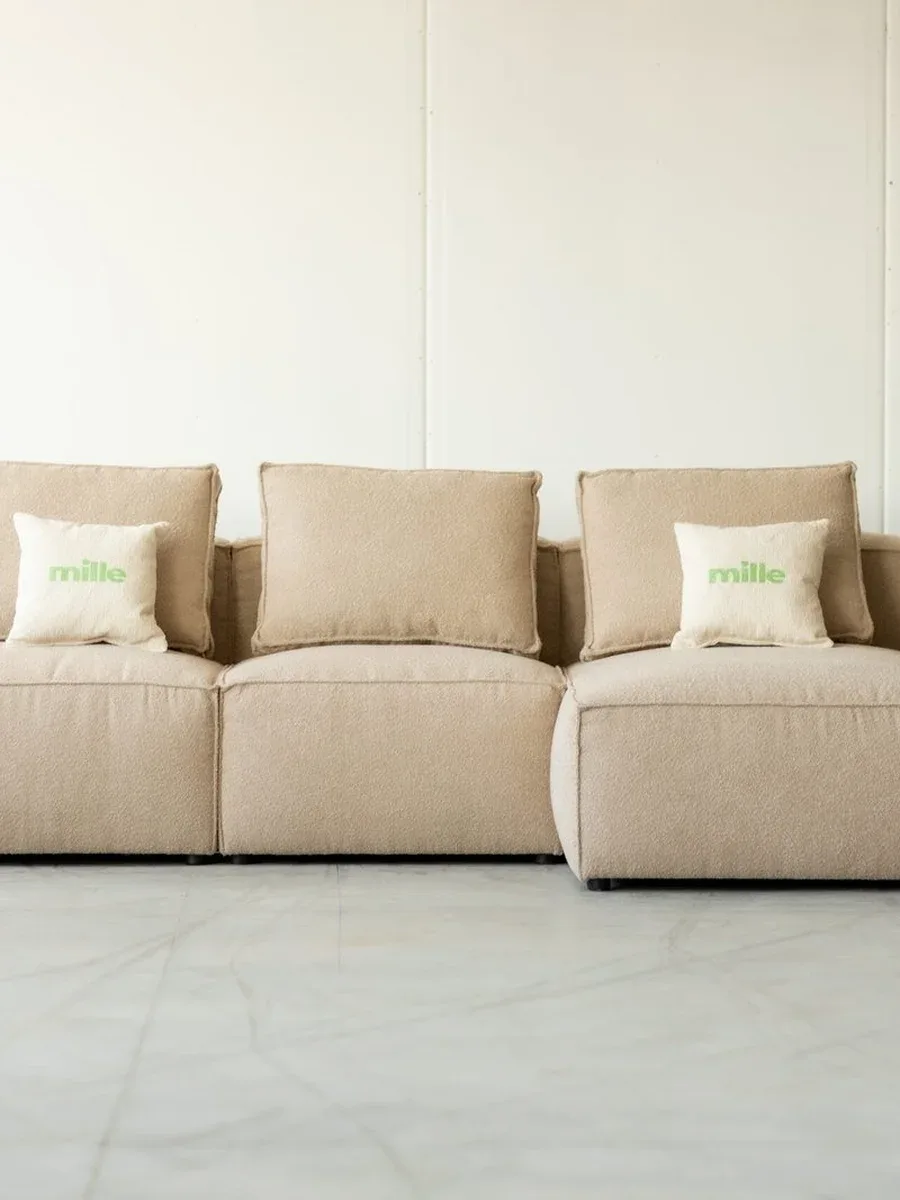 Close-up of Milano M22 fabric upholstery and stitching