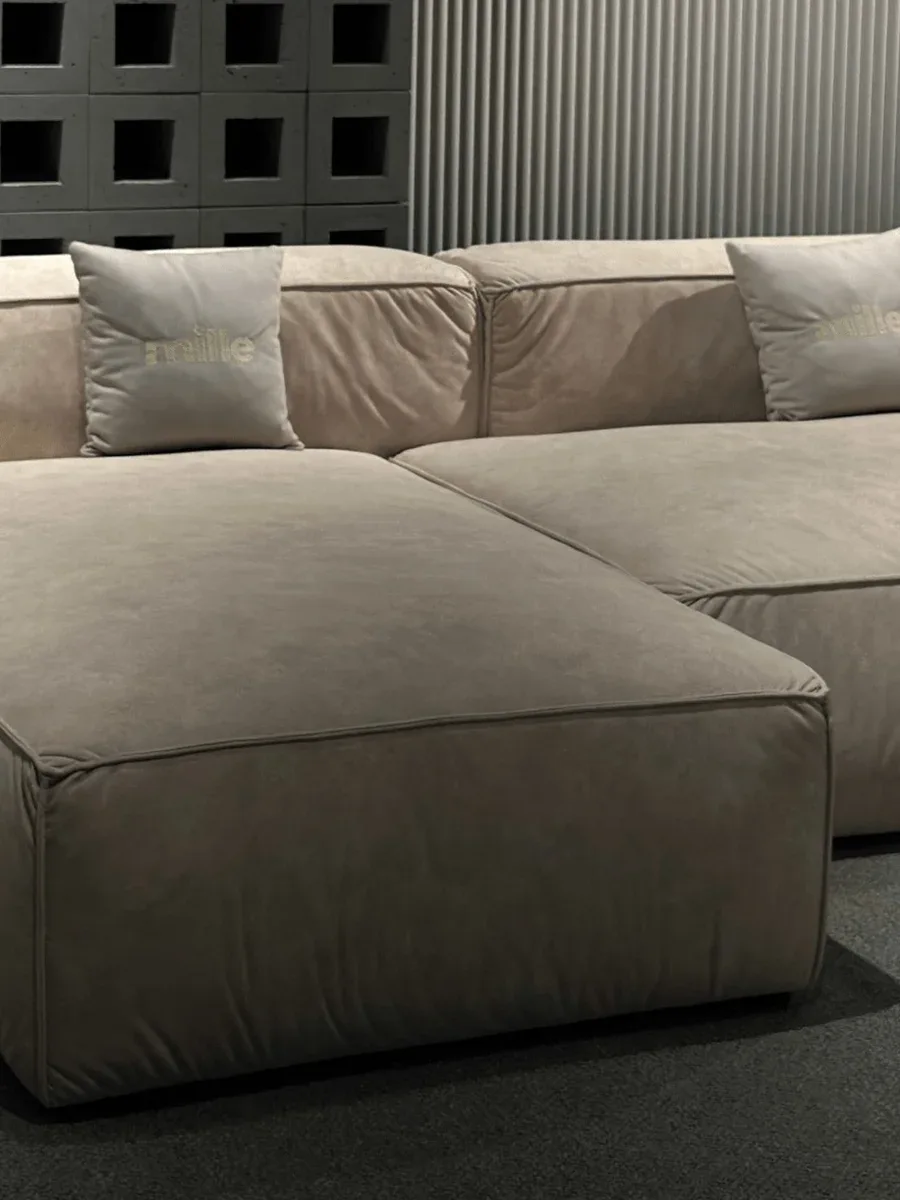 Close-up of Milano M3 fabric upholstery and stitching