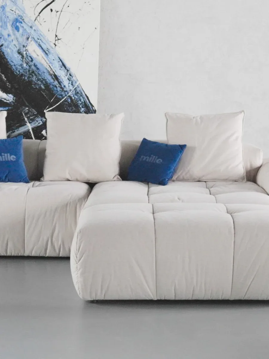 Close-up of Nami N4 fabric upholstery and stitching