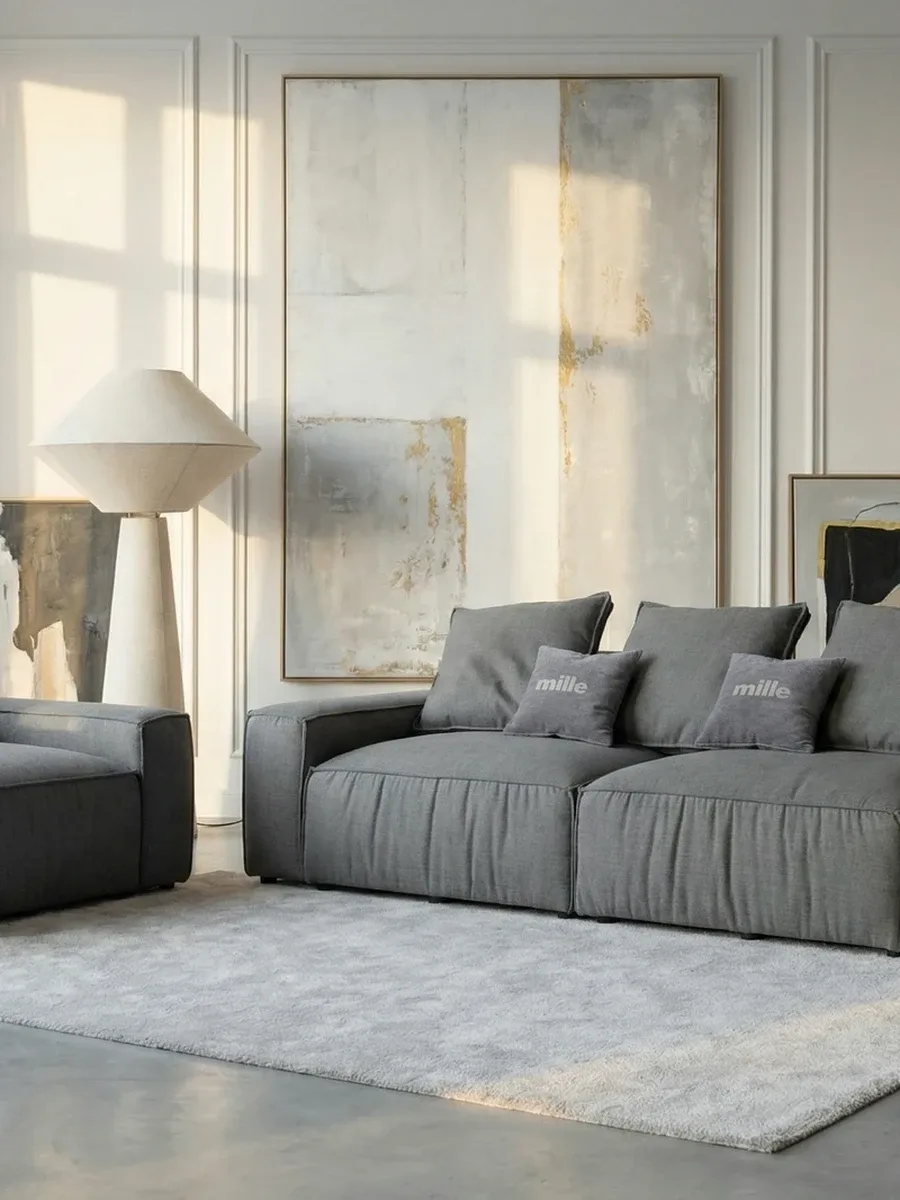 Close-up of Milano T6 fabric upholstery and stitching
